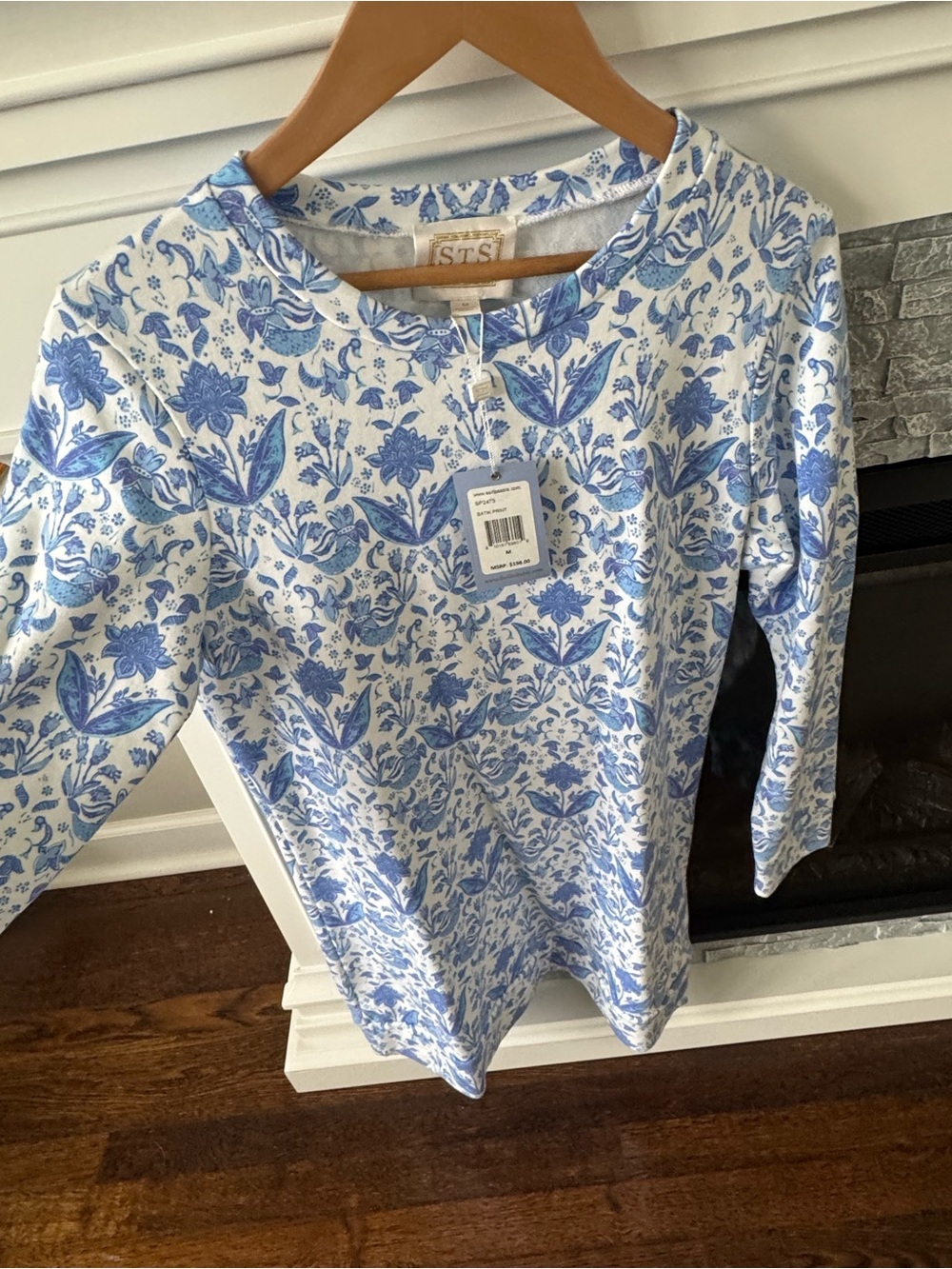 Sail to Sable Dress Crewneck STS Batik Blue Long Sleeve Spring day dress nap - Picture 3 of 9
